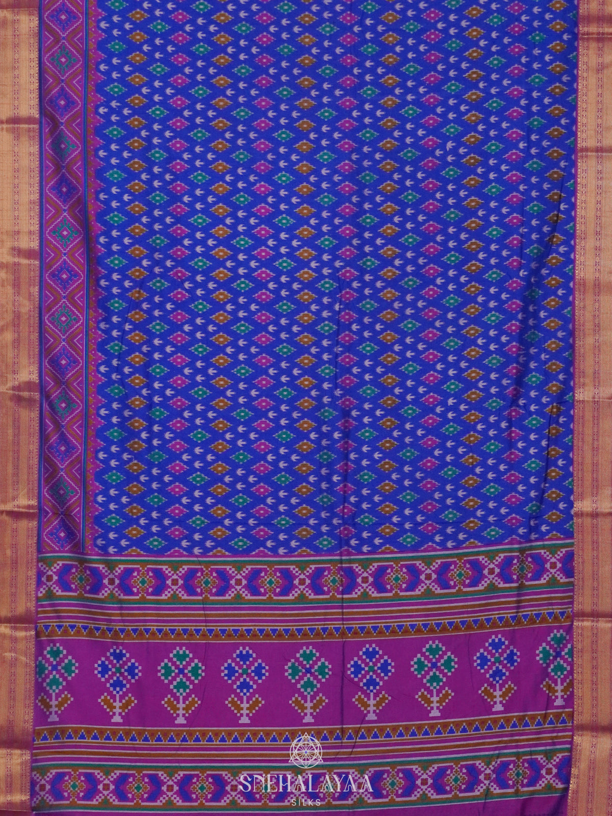 Royal Blue Ikat Saree