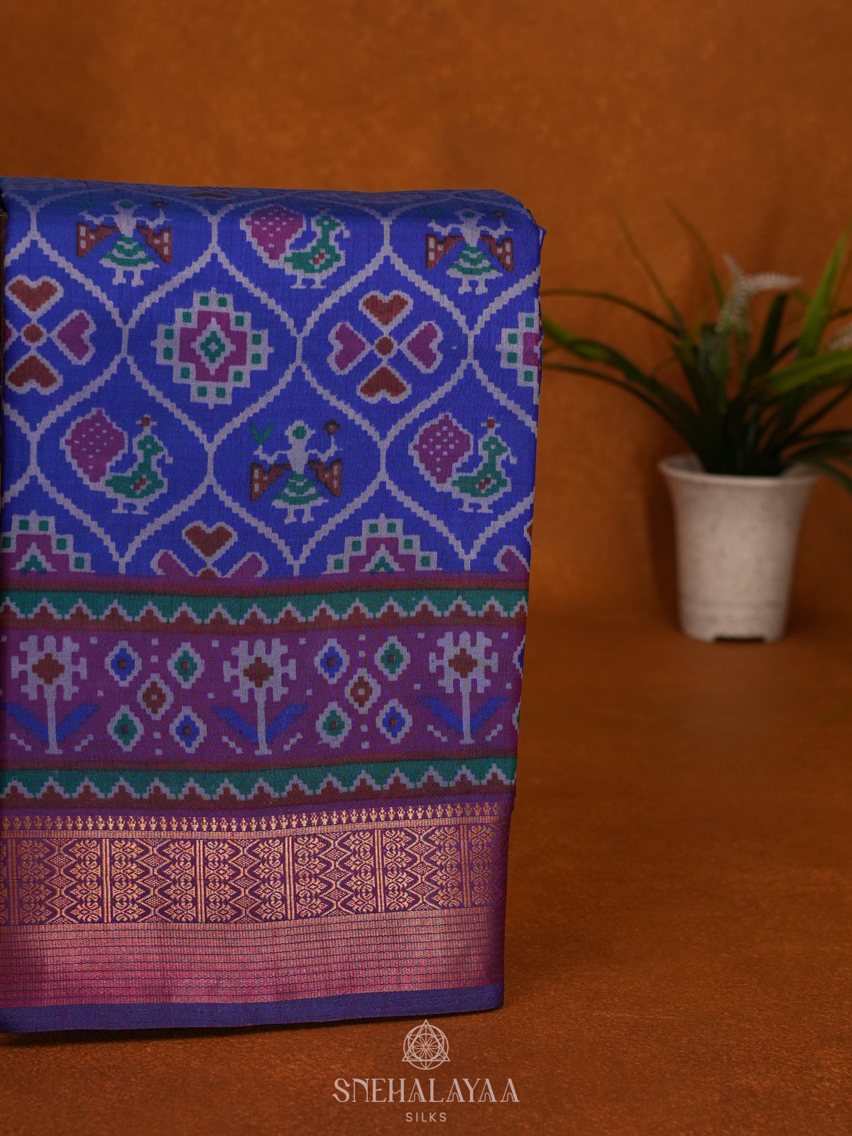 Royal Blue Ikat Saree