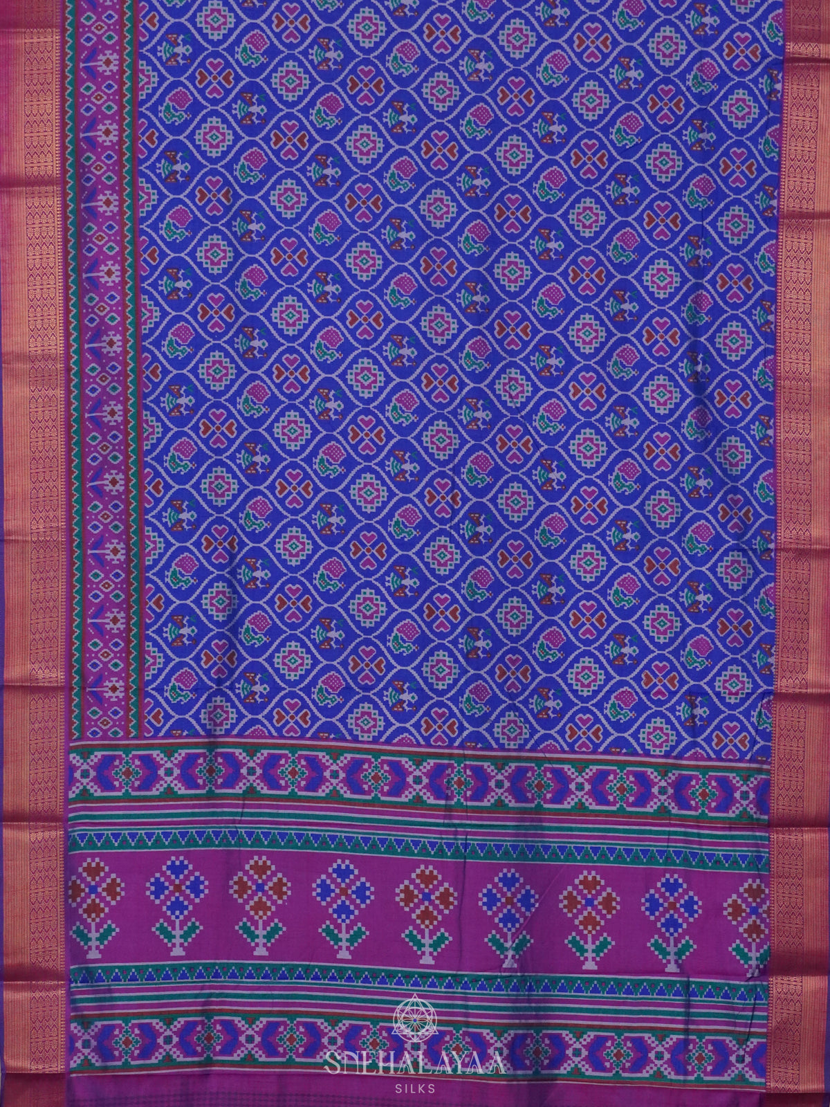 Royal Blue Ikat Saree