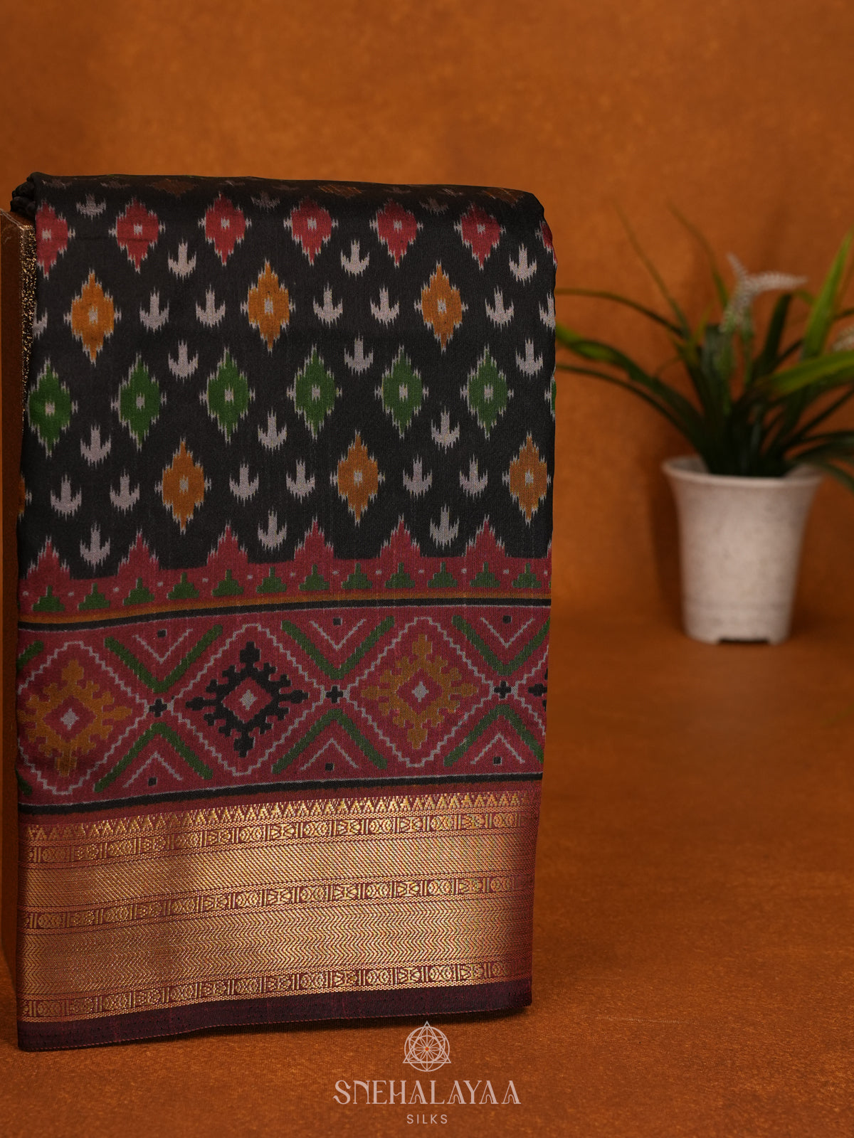 Forest Green Ikat Saree