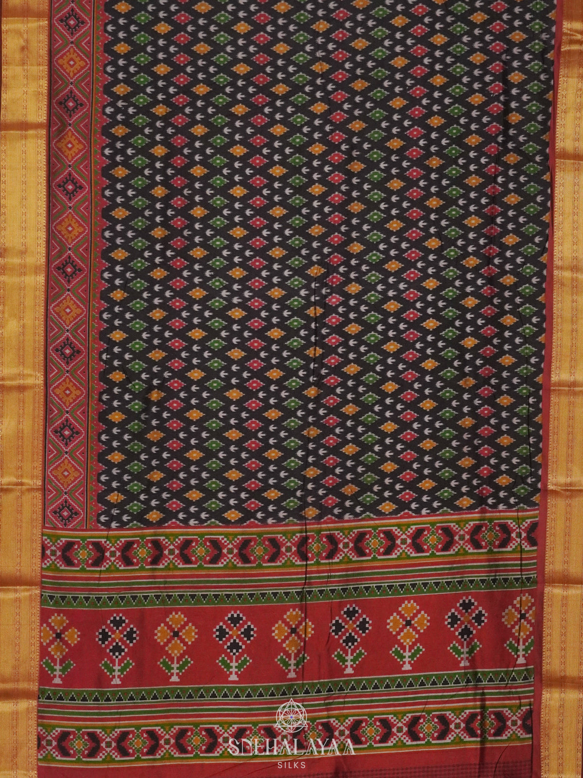Forest Green Ikat Saree