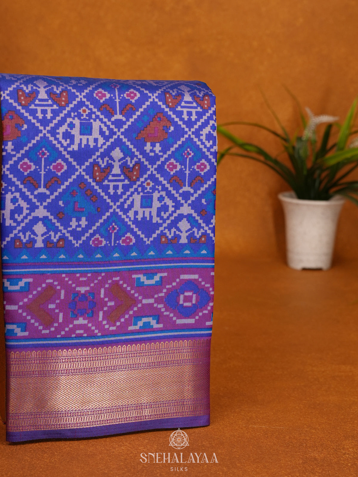 Royal Blue Ikat Saree