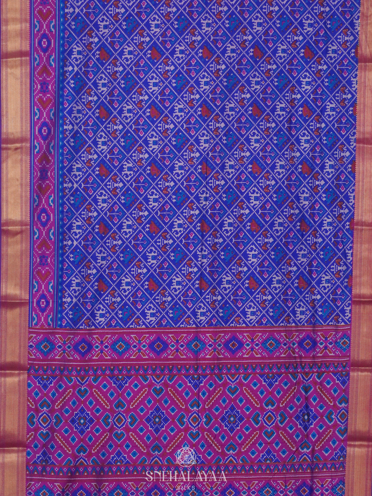 Royal Blue Ikat Saree