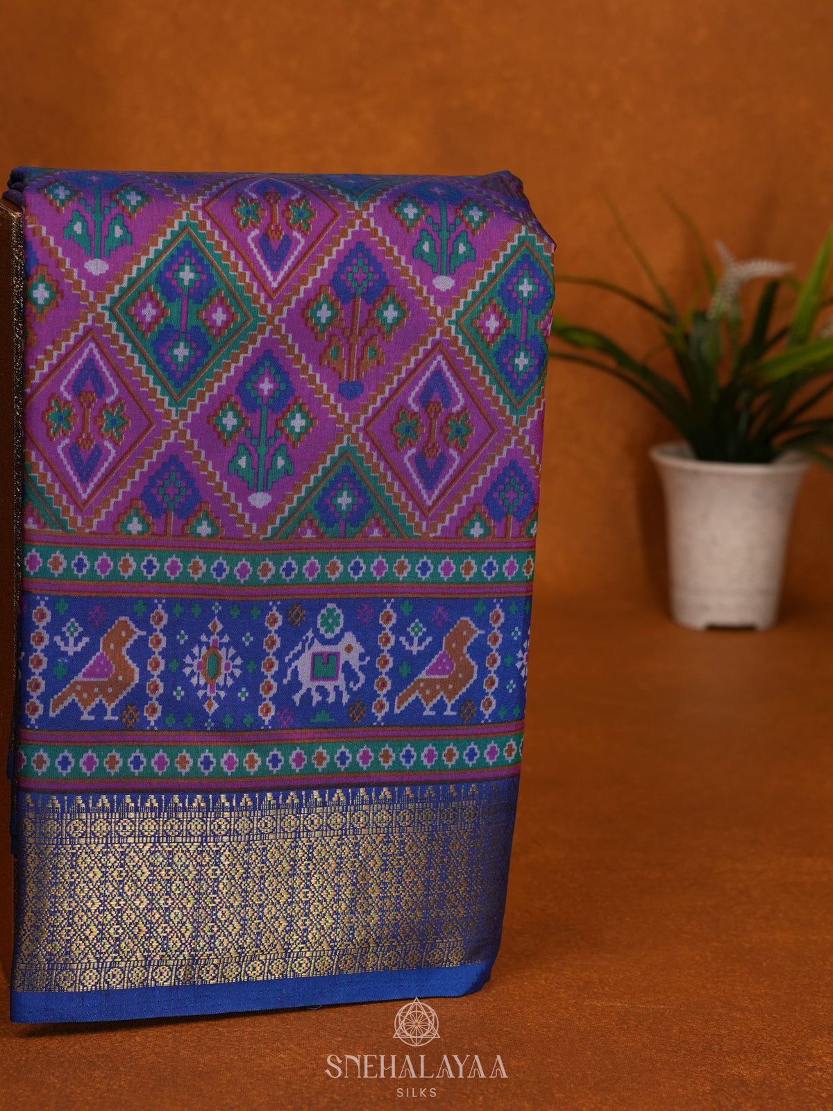 Magenta Ikat Saree