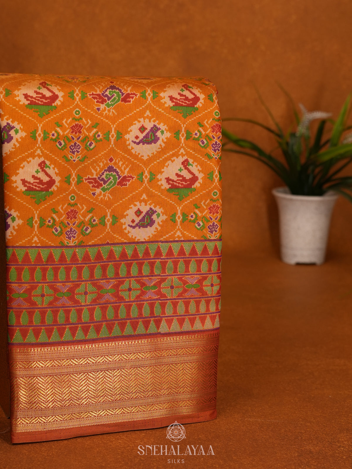 Mango Yellow Ikat Saree