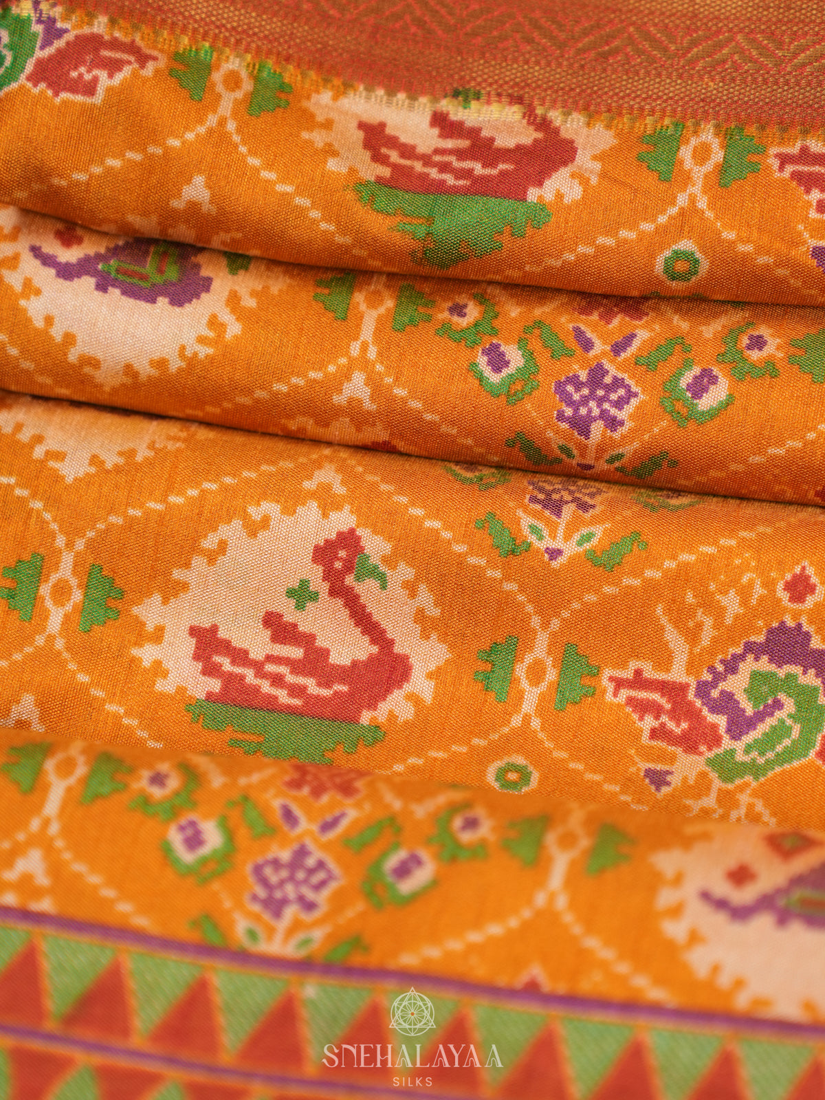 Mango Yellow Ikat Saree