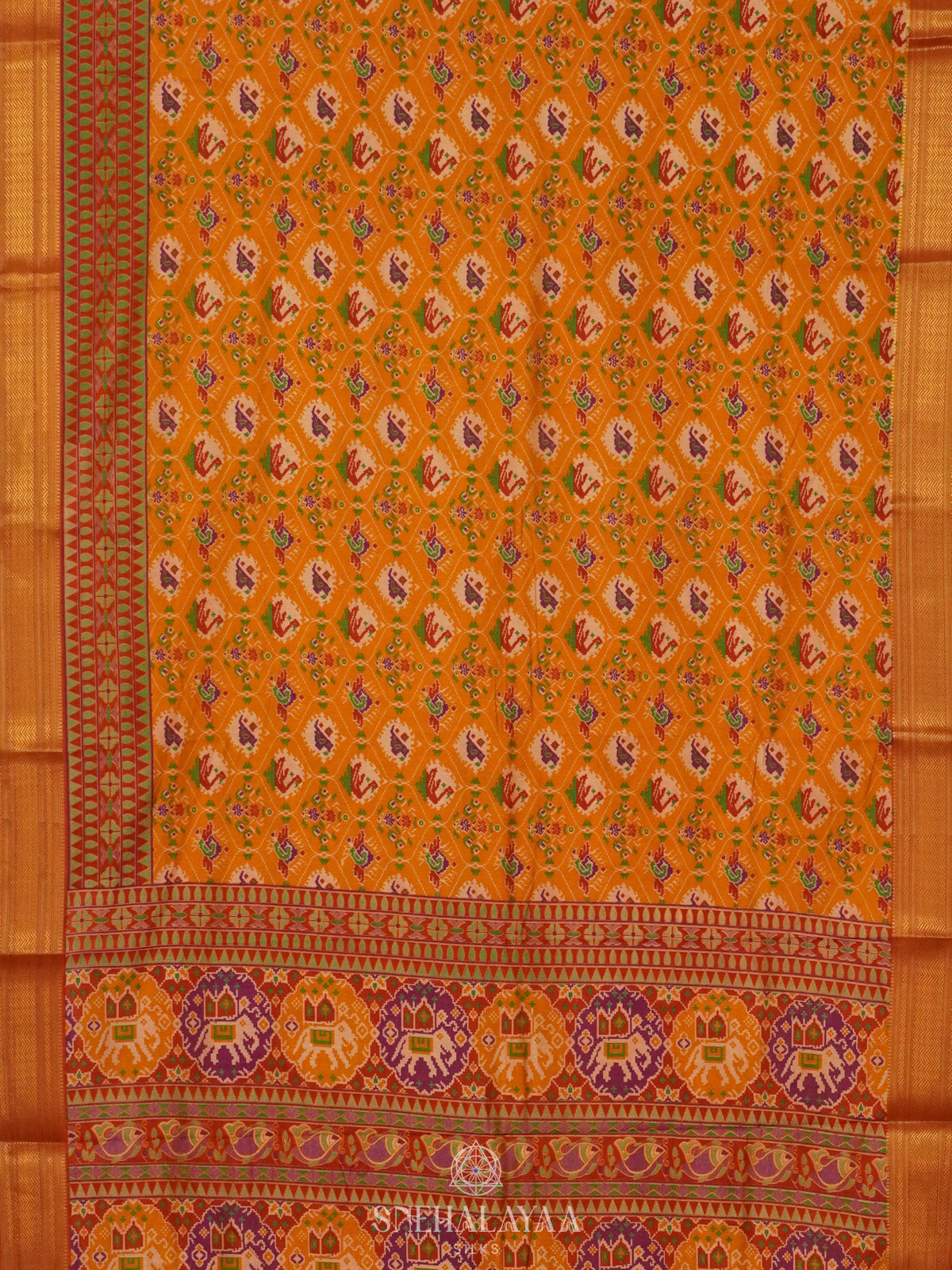 Mango Yellow Ikat Saree