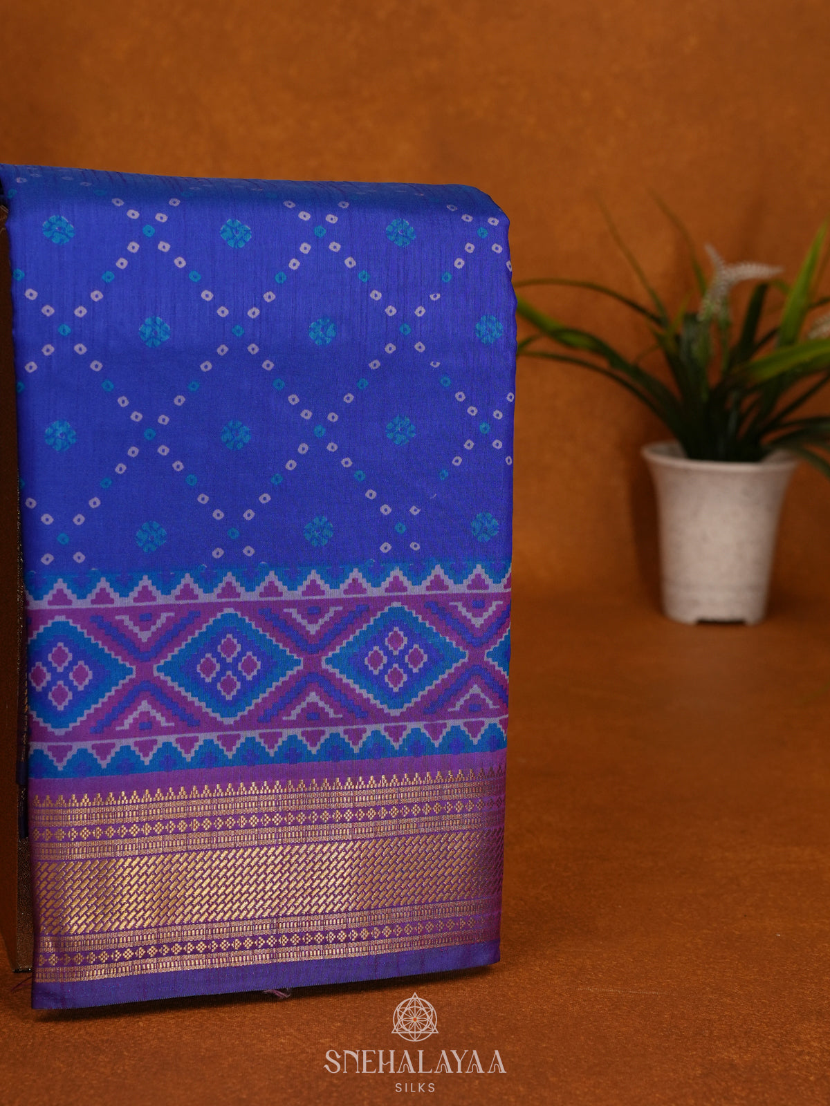 Royal Blue Ikat Saree
