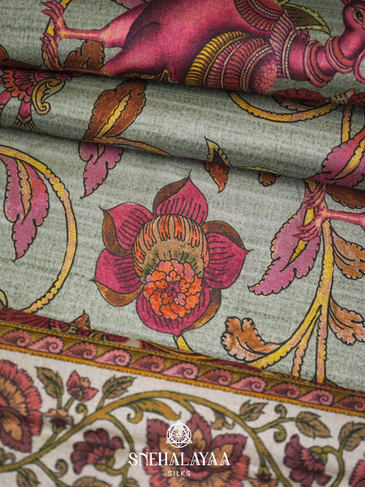 Sage Green  Tussar Saree