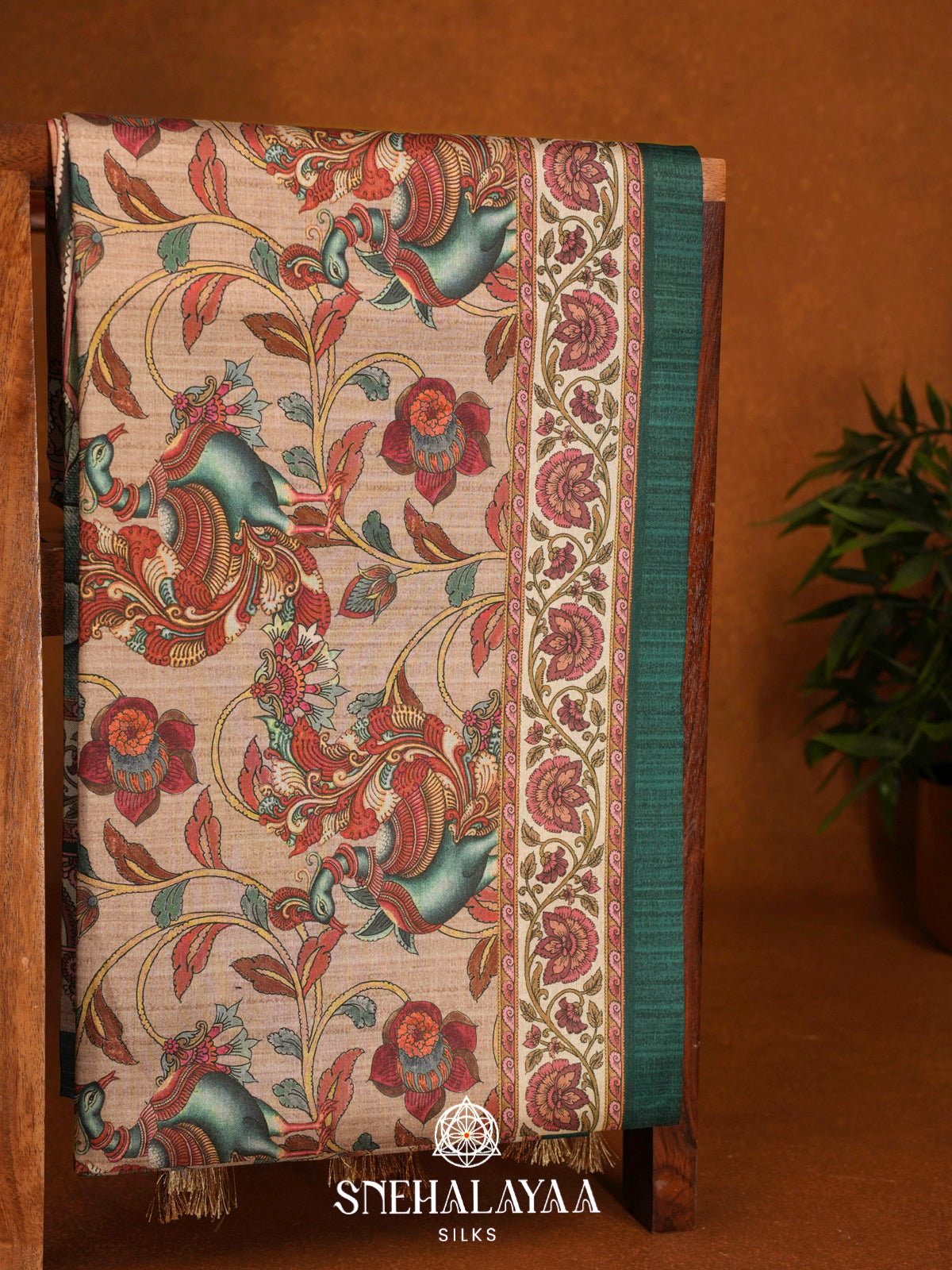 Beige  Tussar Saree