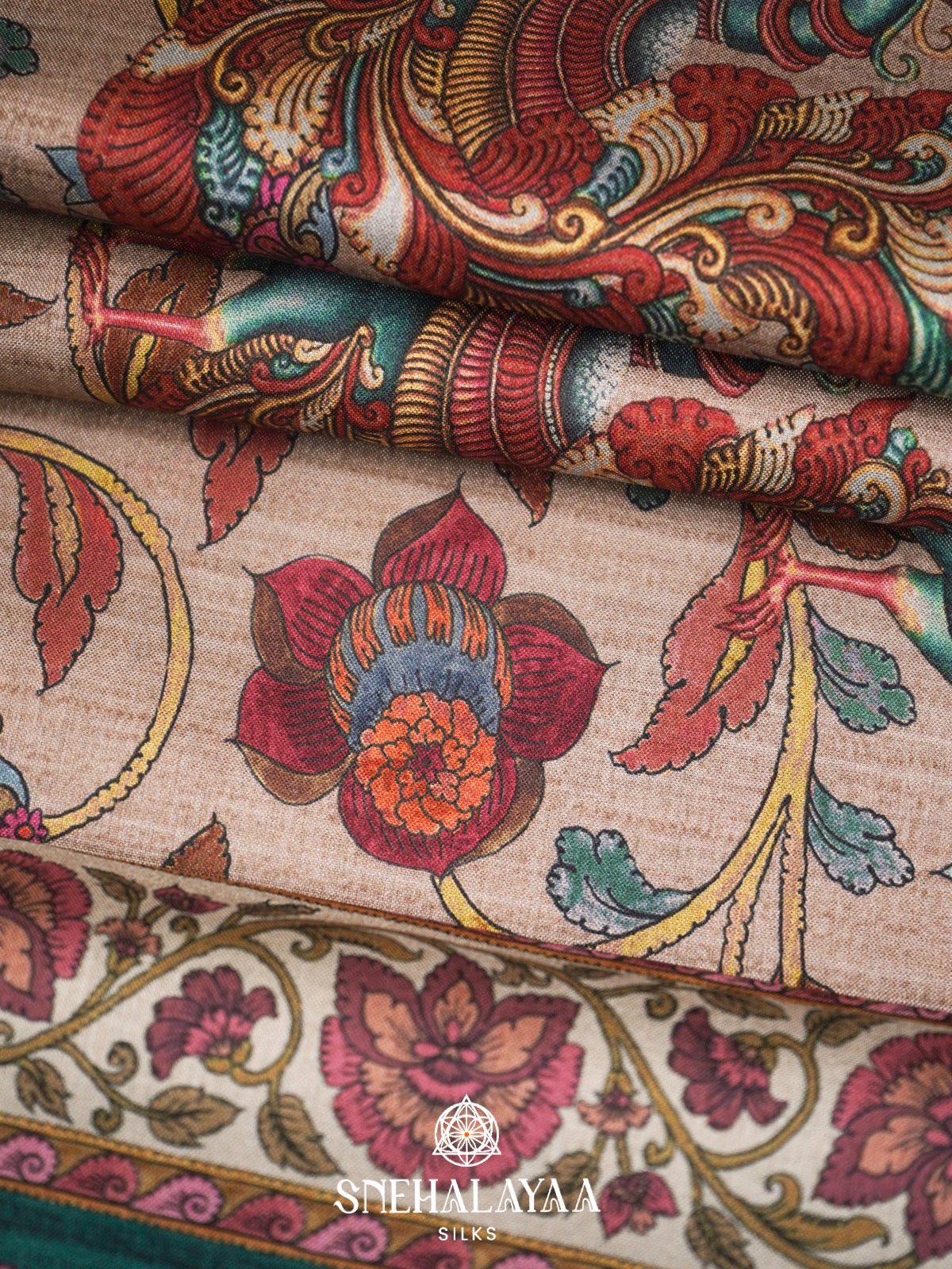 Beige  Tussar Saree