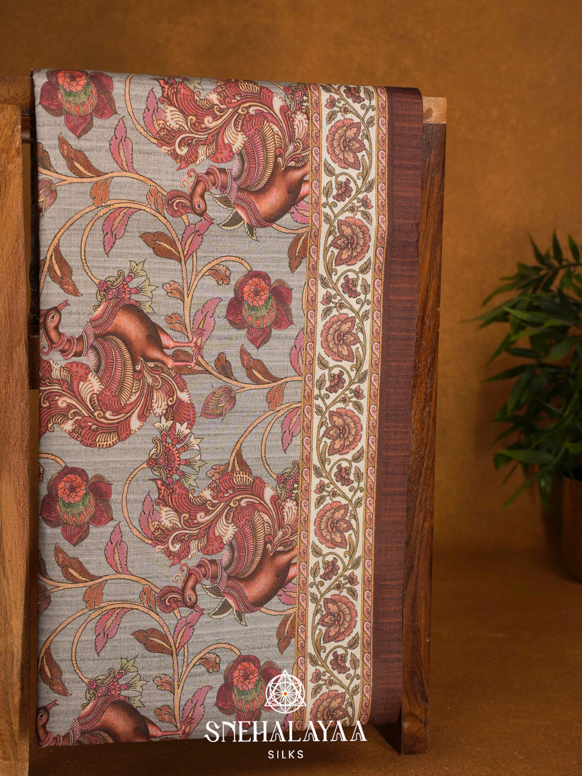 Slate Grey  Tussar Saree