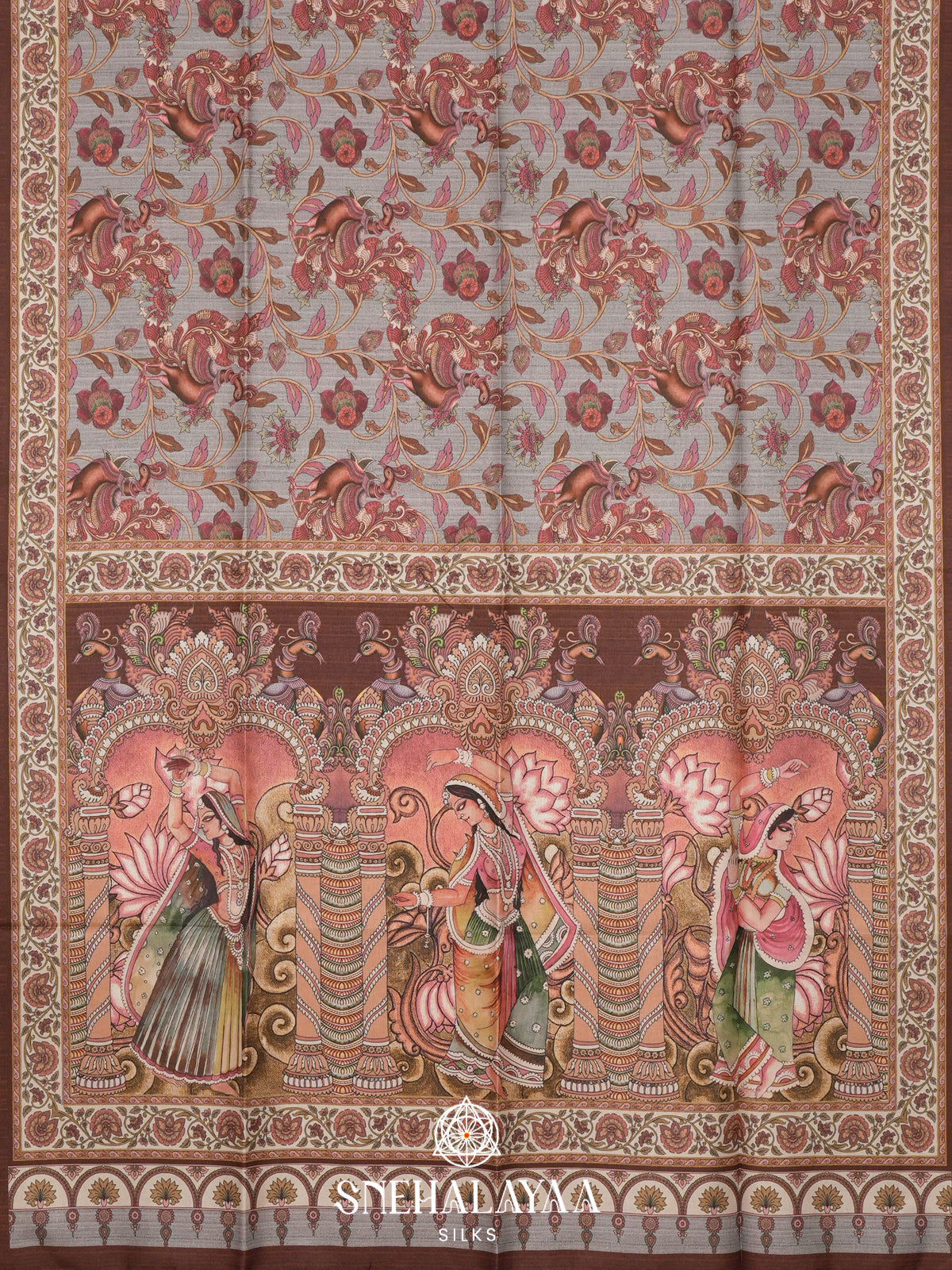 Slate Grey  Tussar Saree