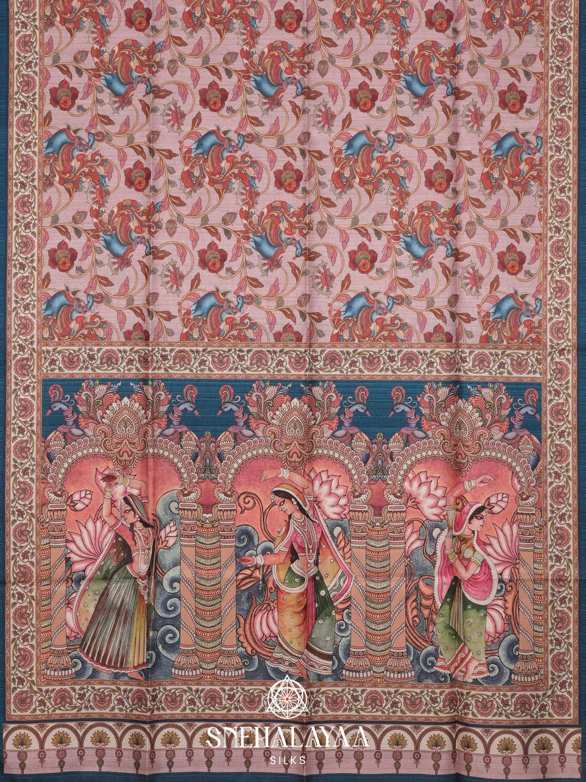Rose Pink  Tussar Saree