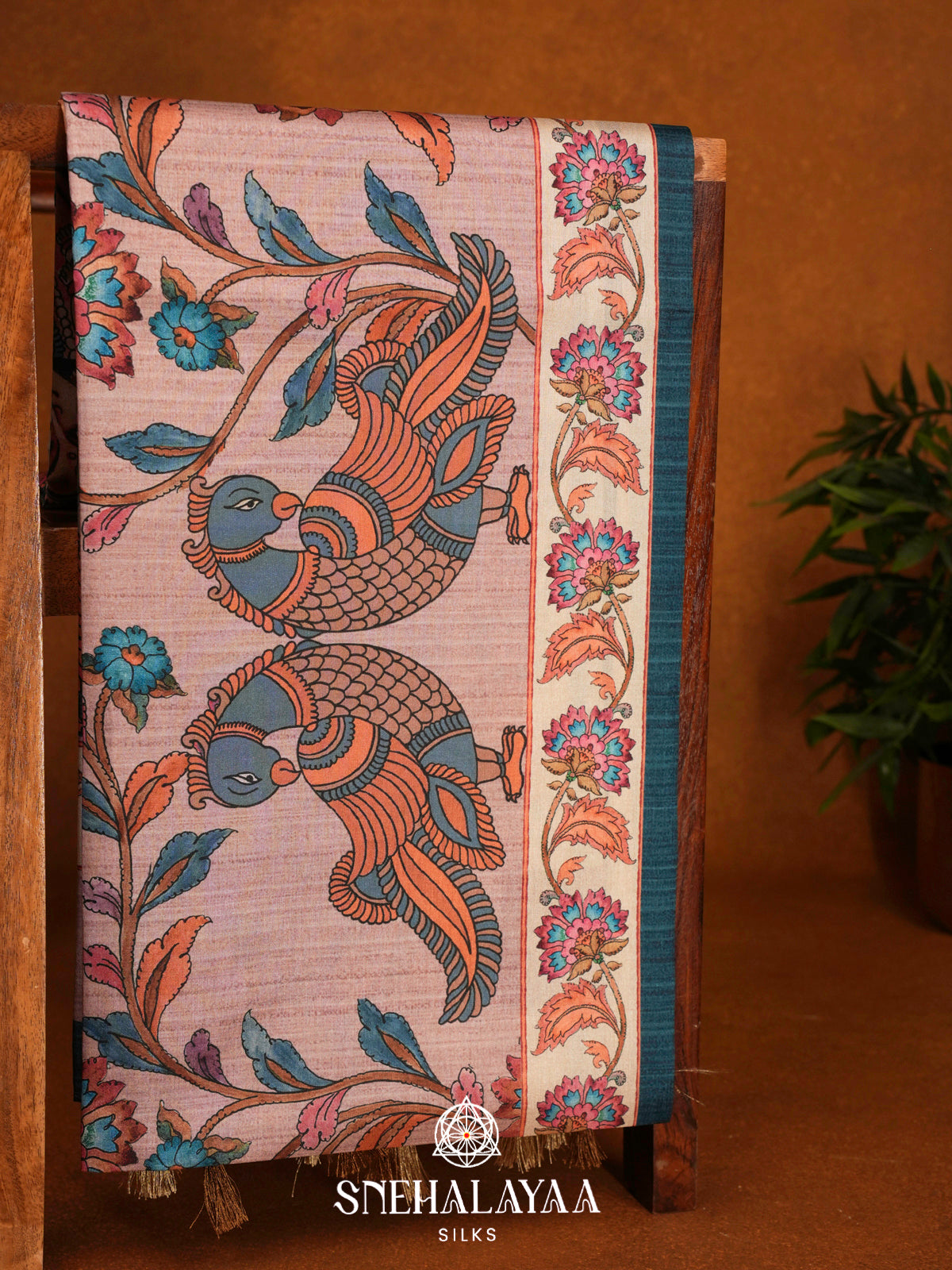 Rose Pink  Tussar Saree