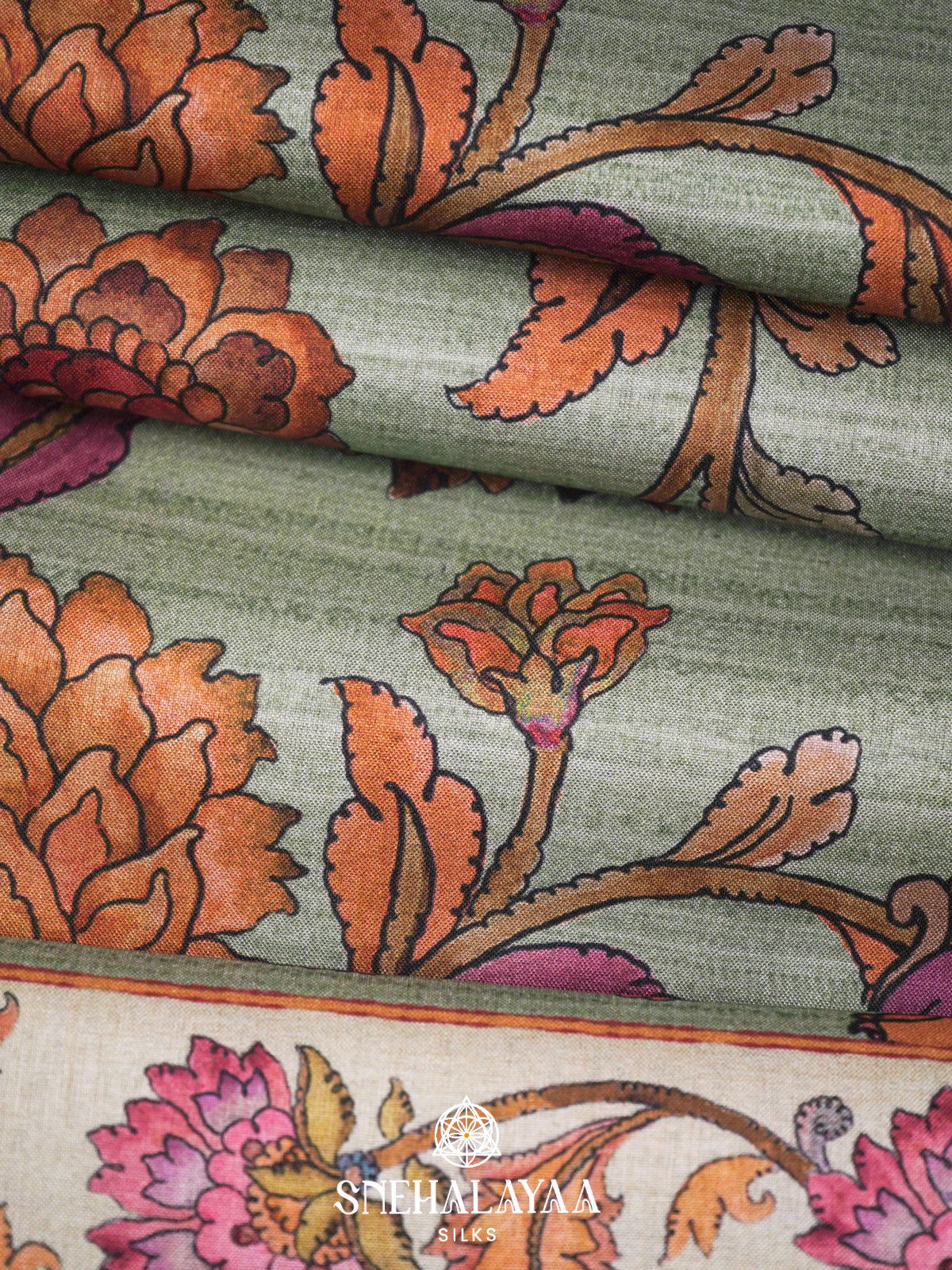 Sage Green  Tussar Saree