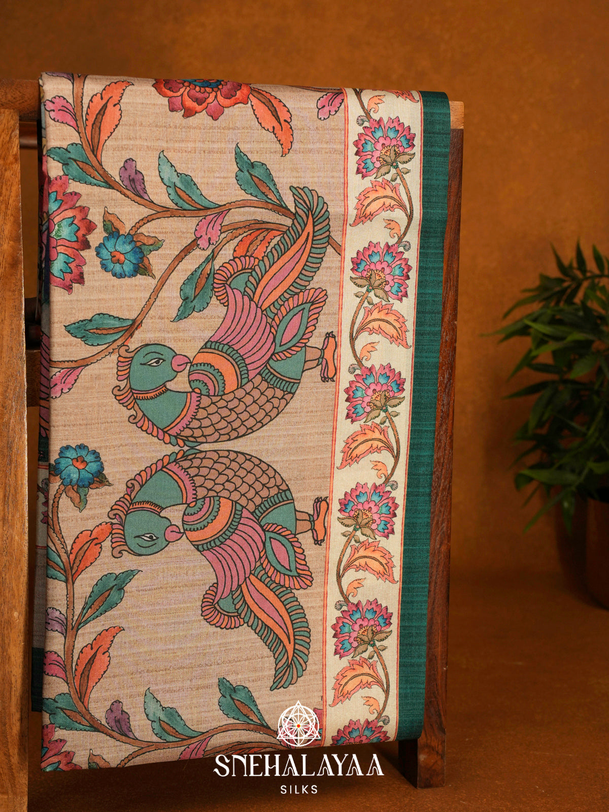 Beige  Tussar Saree
