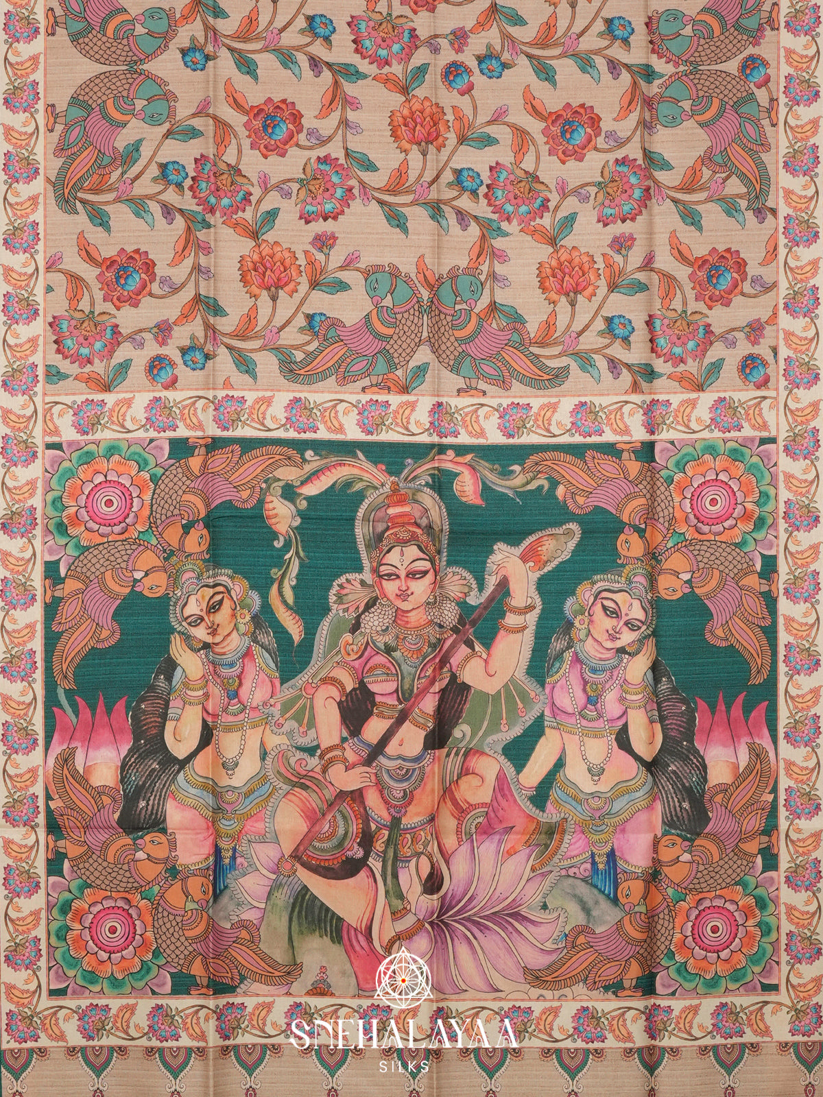 Beige  Tussar Saree