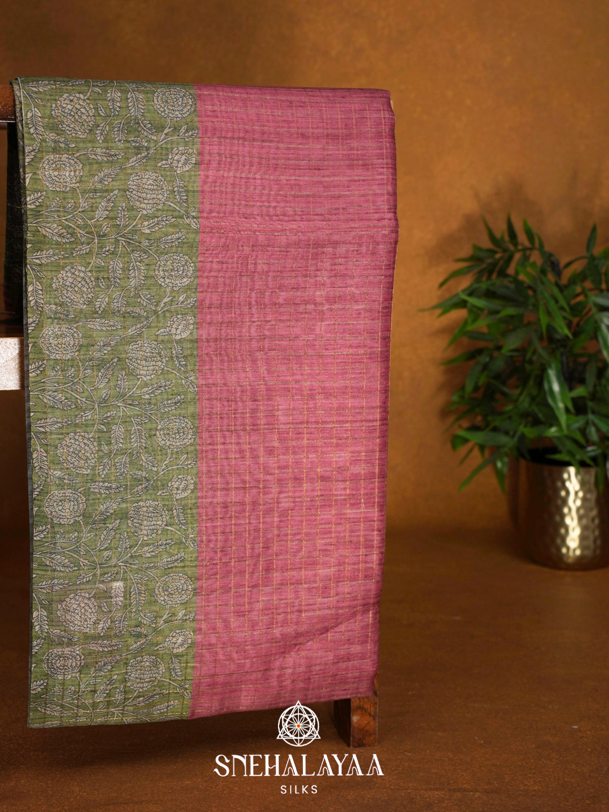 Mauve Pink  Linen Saree