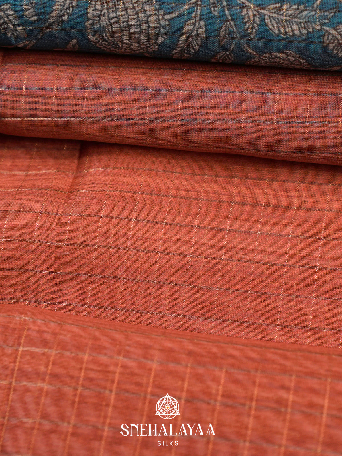 Burnt Orange  Linen Saree
