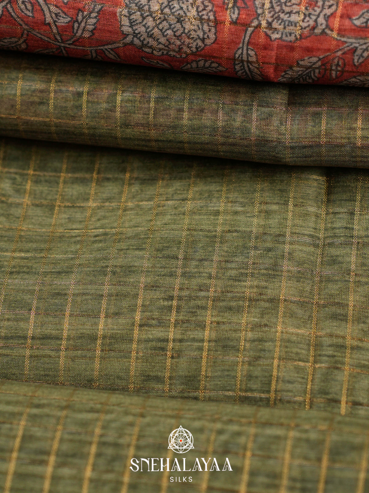 Olive Green  Linen Saree