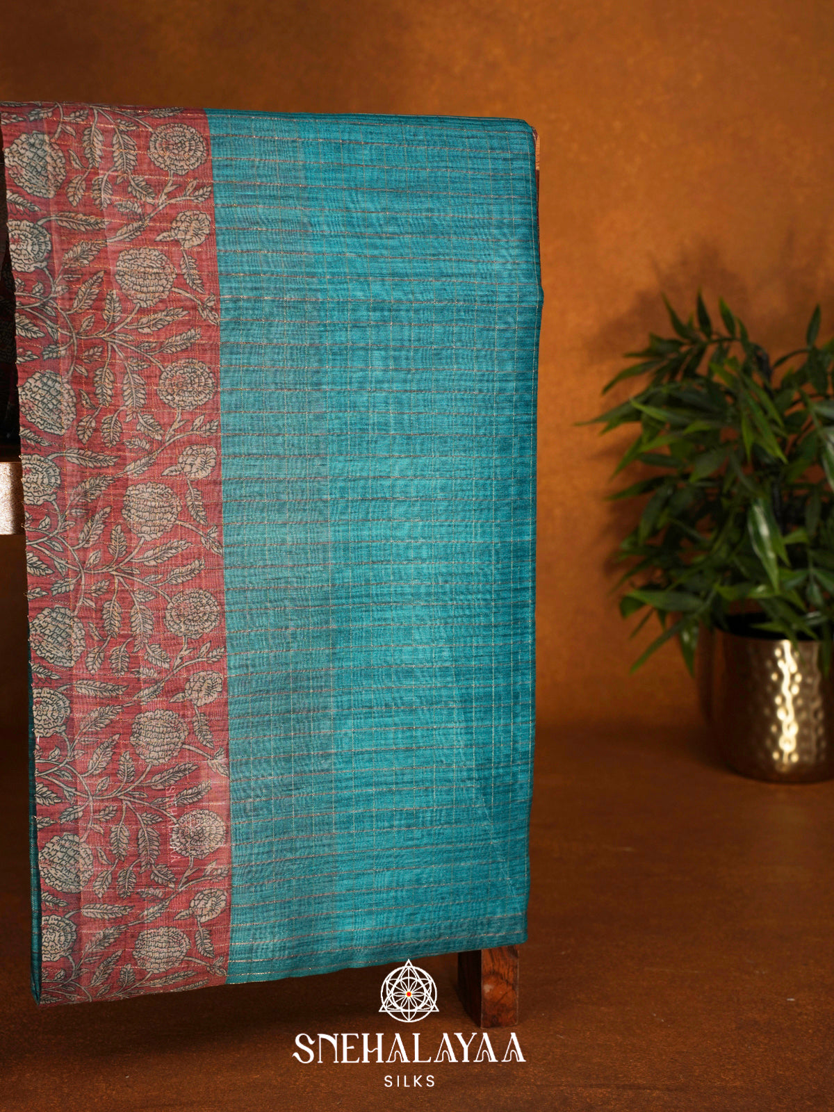 Peacock Blue  Linen Saree