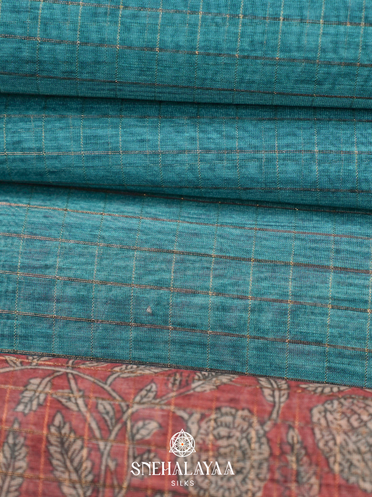 Peacock Blue  Linen Saree