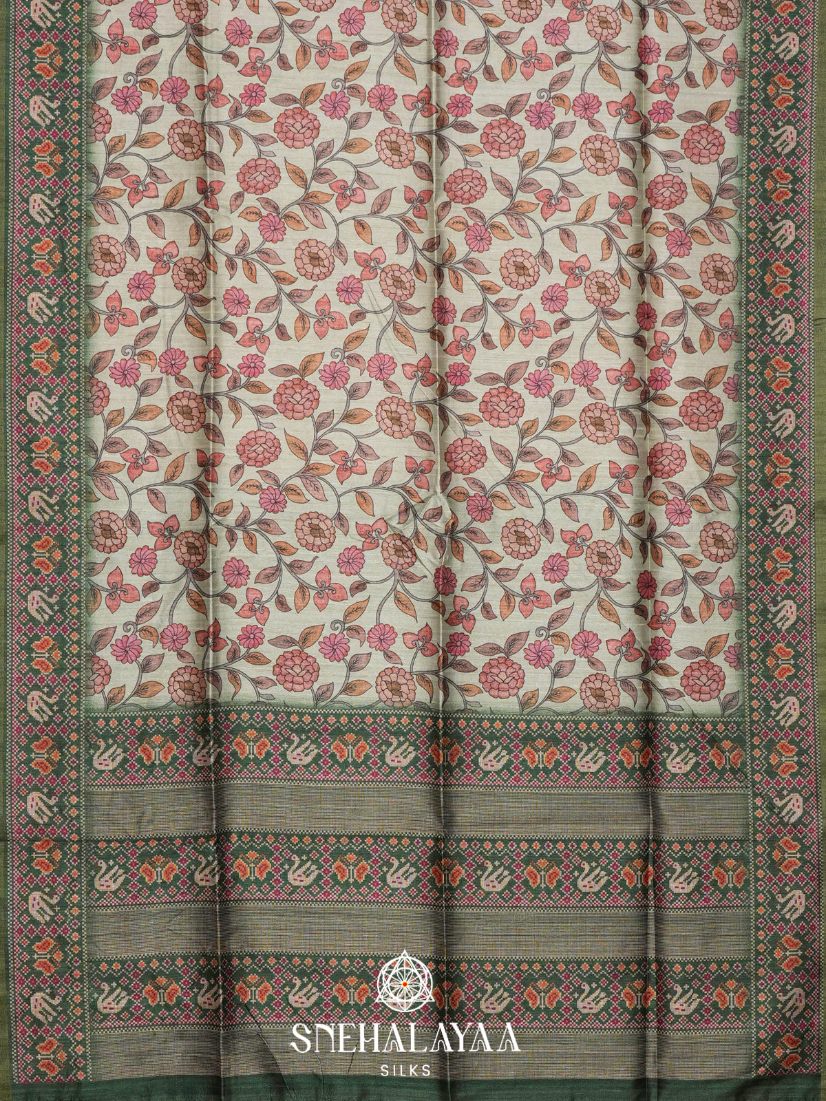 Sage Green  Tussar Saree