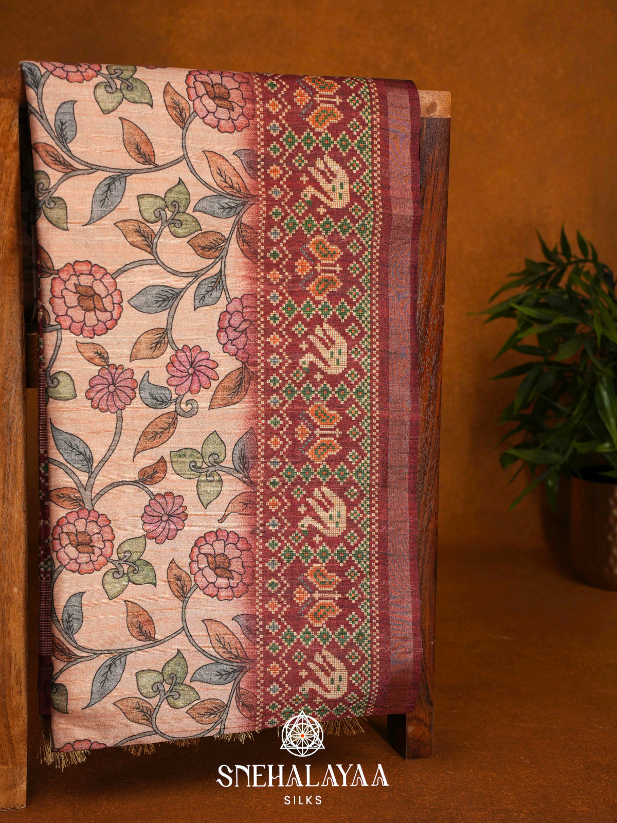 Peach  Tussar Saree