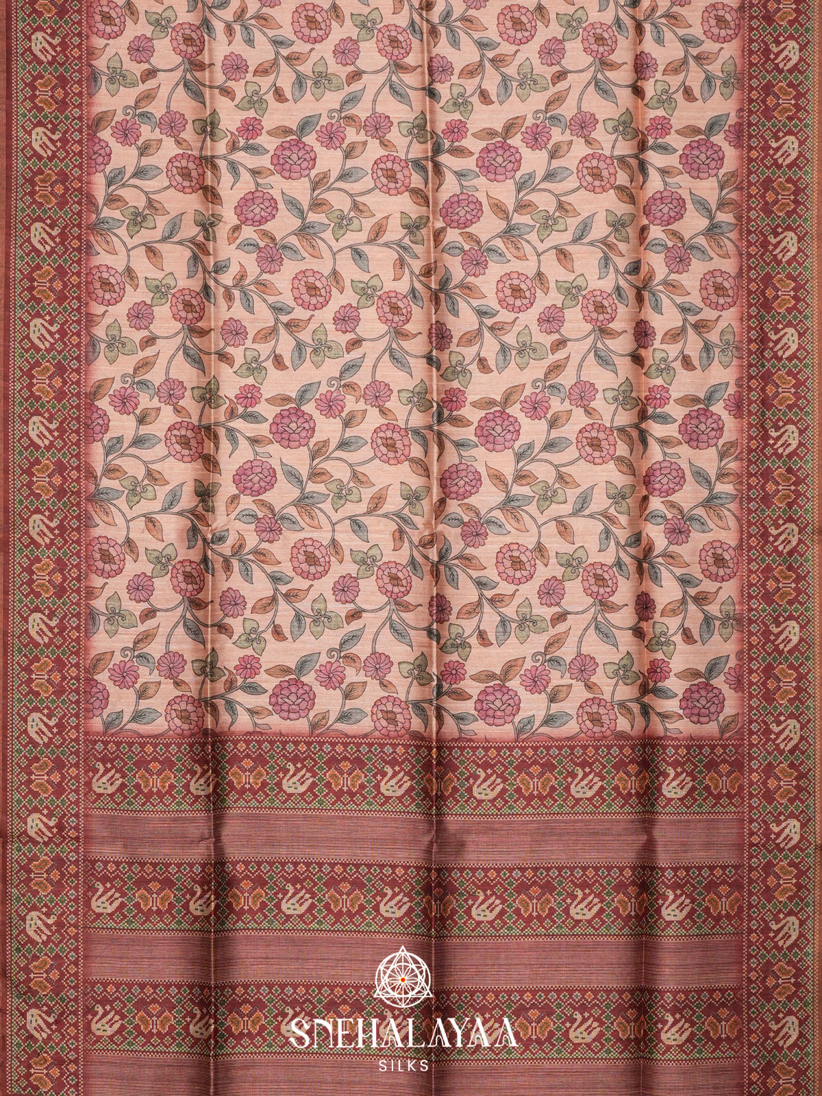 Peach  Tussar Saree