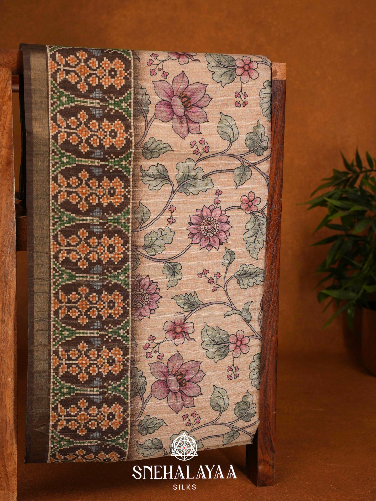 Beige  Tussar Saree