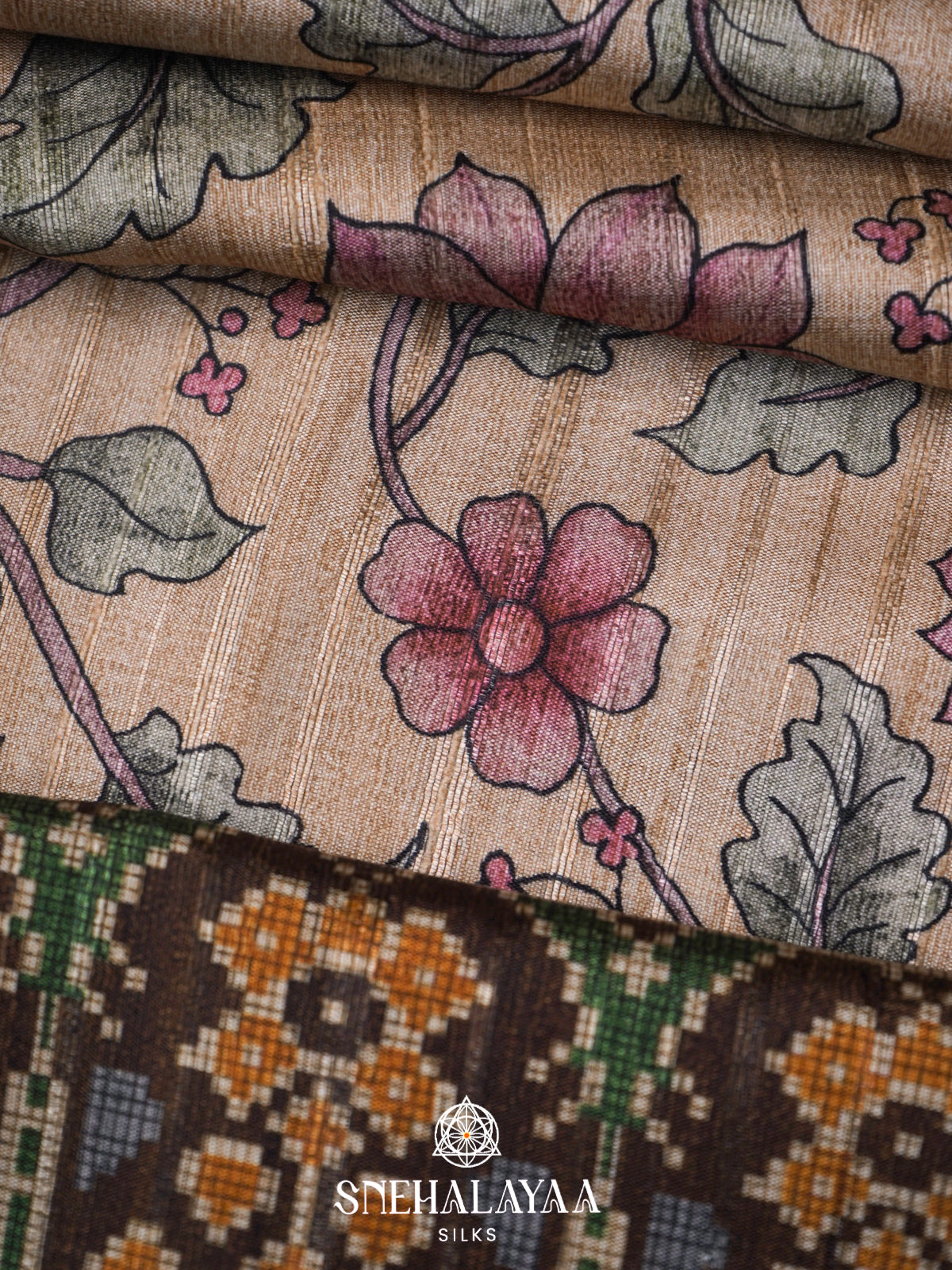Beige  Tussar Saree