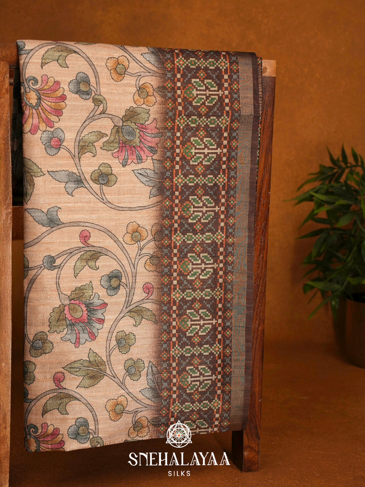 Beige  Tussar Saree