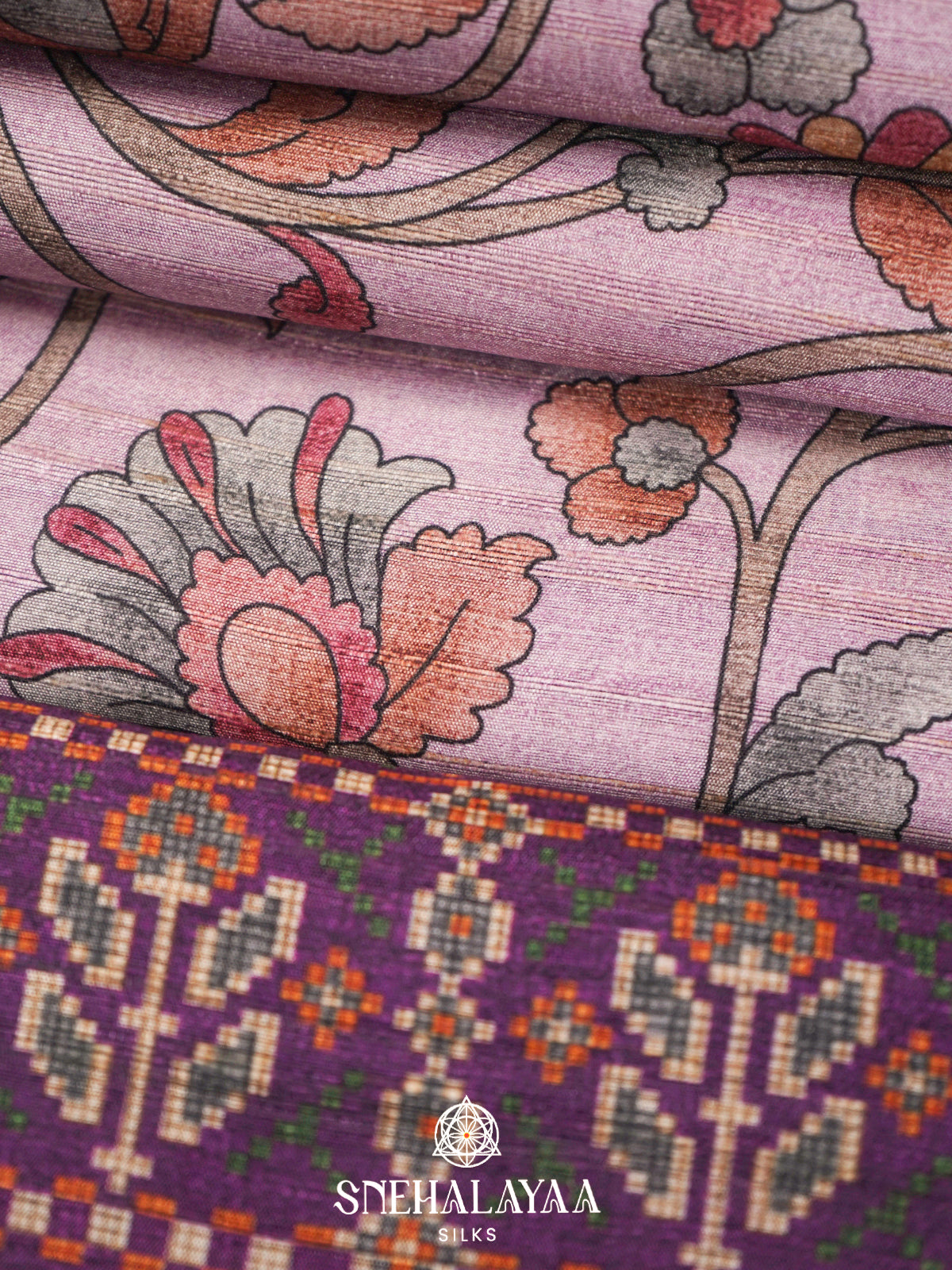 Onion Pink  Tussar Saree
