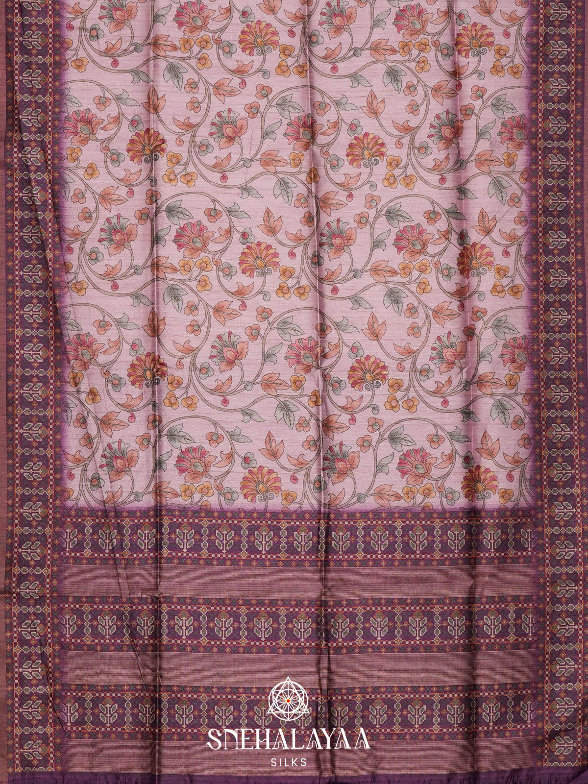Onion Pink  Tussar Saree