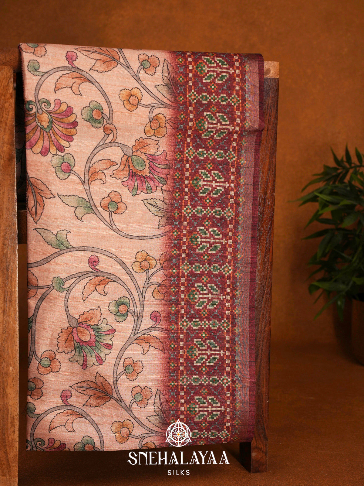 Peach  Tussar Saree