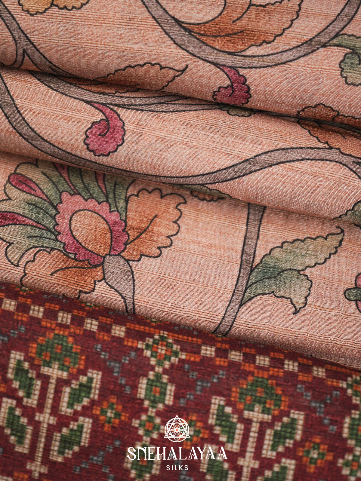 Peach  Tussar Saree