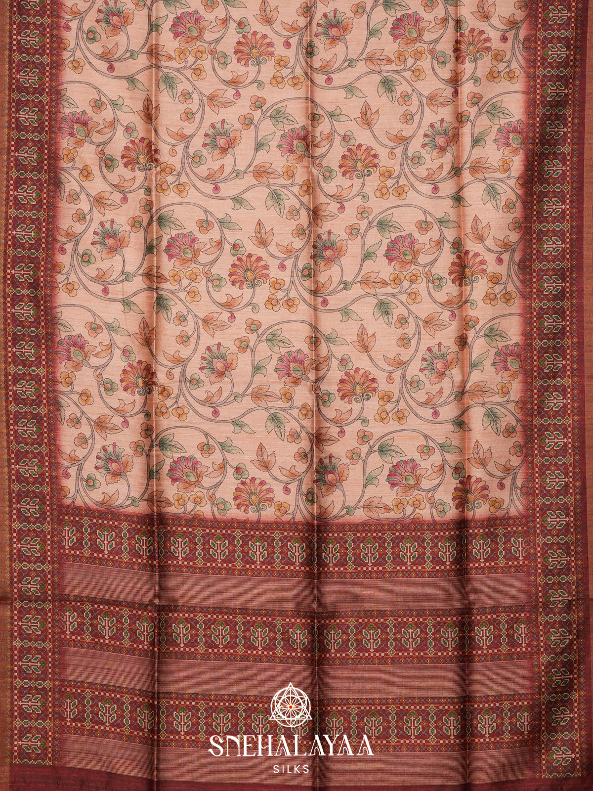 Peach  Tussar Saree