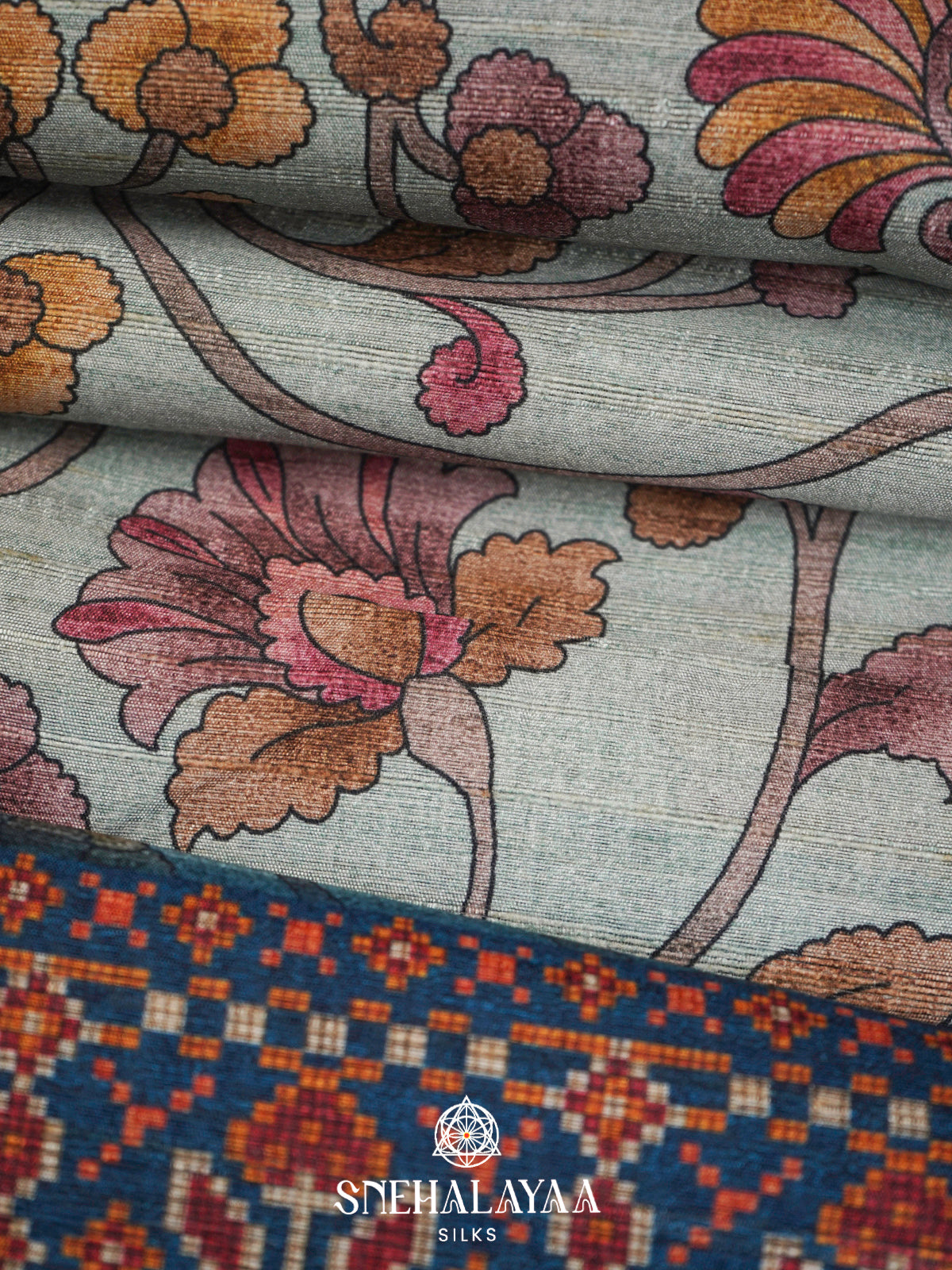 Blue  Tussar Saree