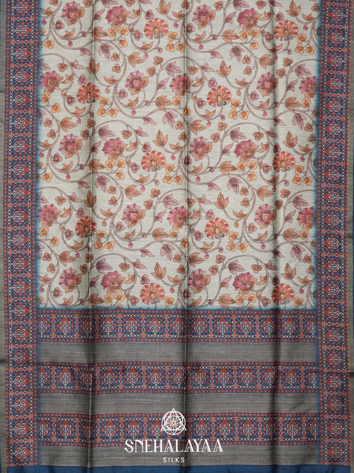 Blue  Tussar Saree