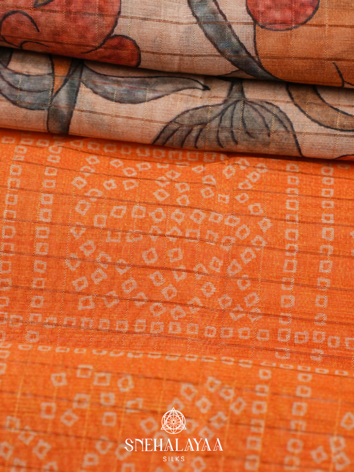 Orange  Linen Saree