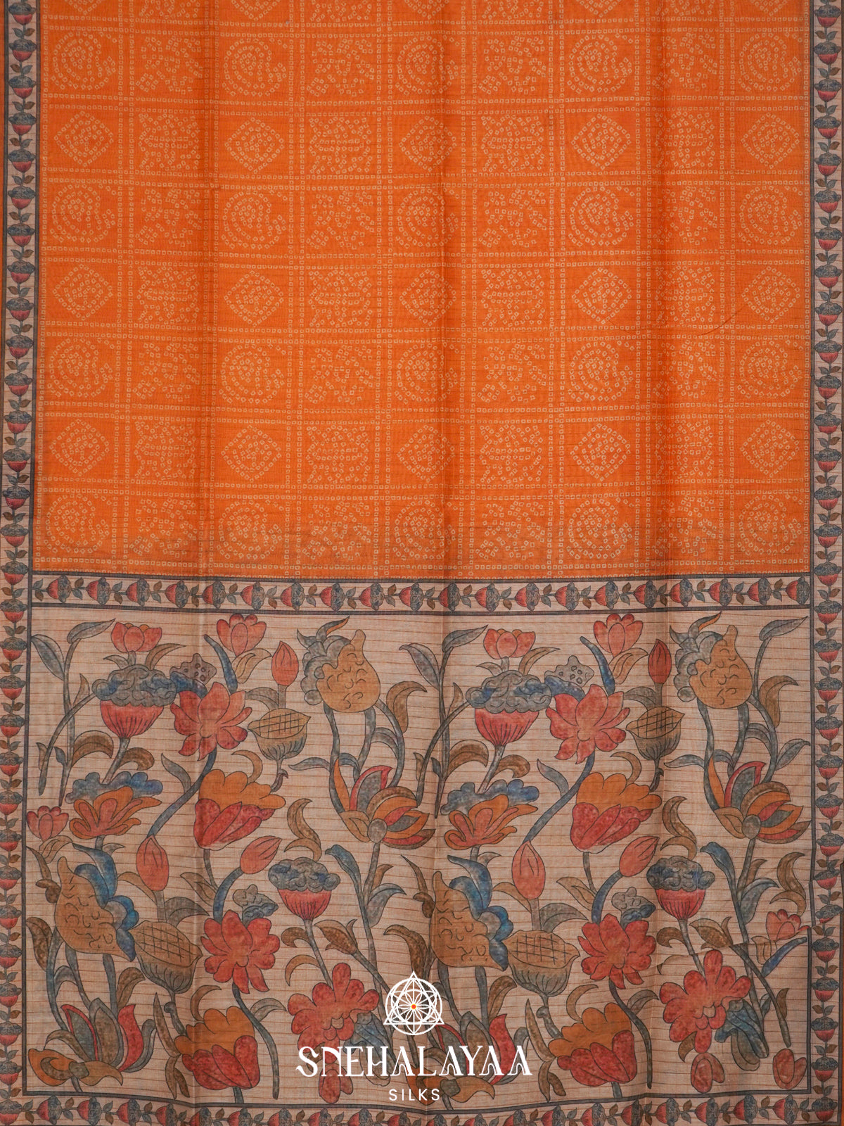 Orange  Linen Saree