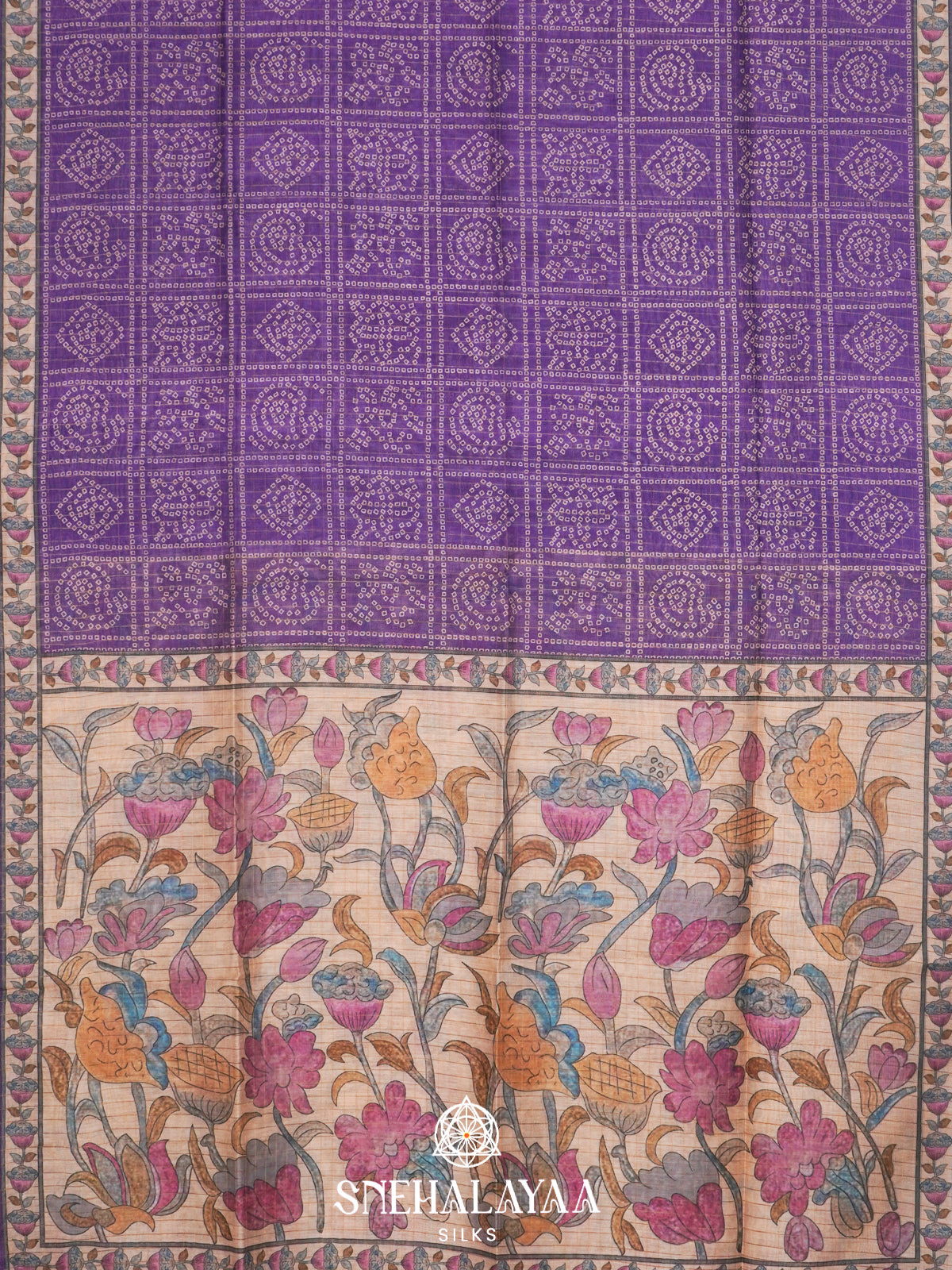Purple  Linen Saree