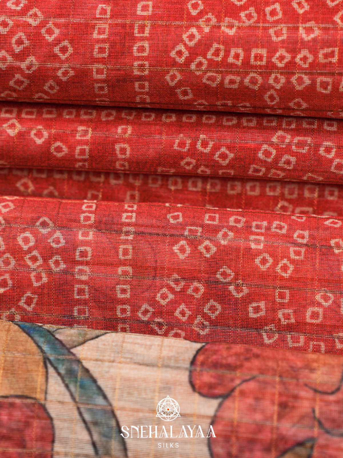 Red  Linen Saree
