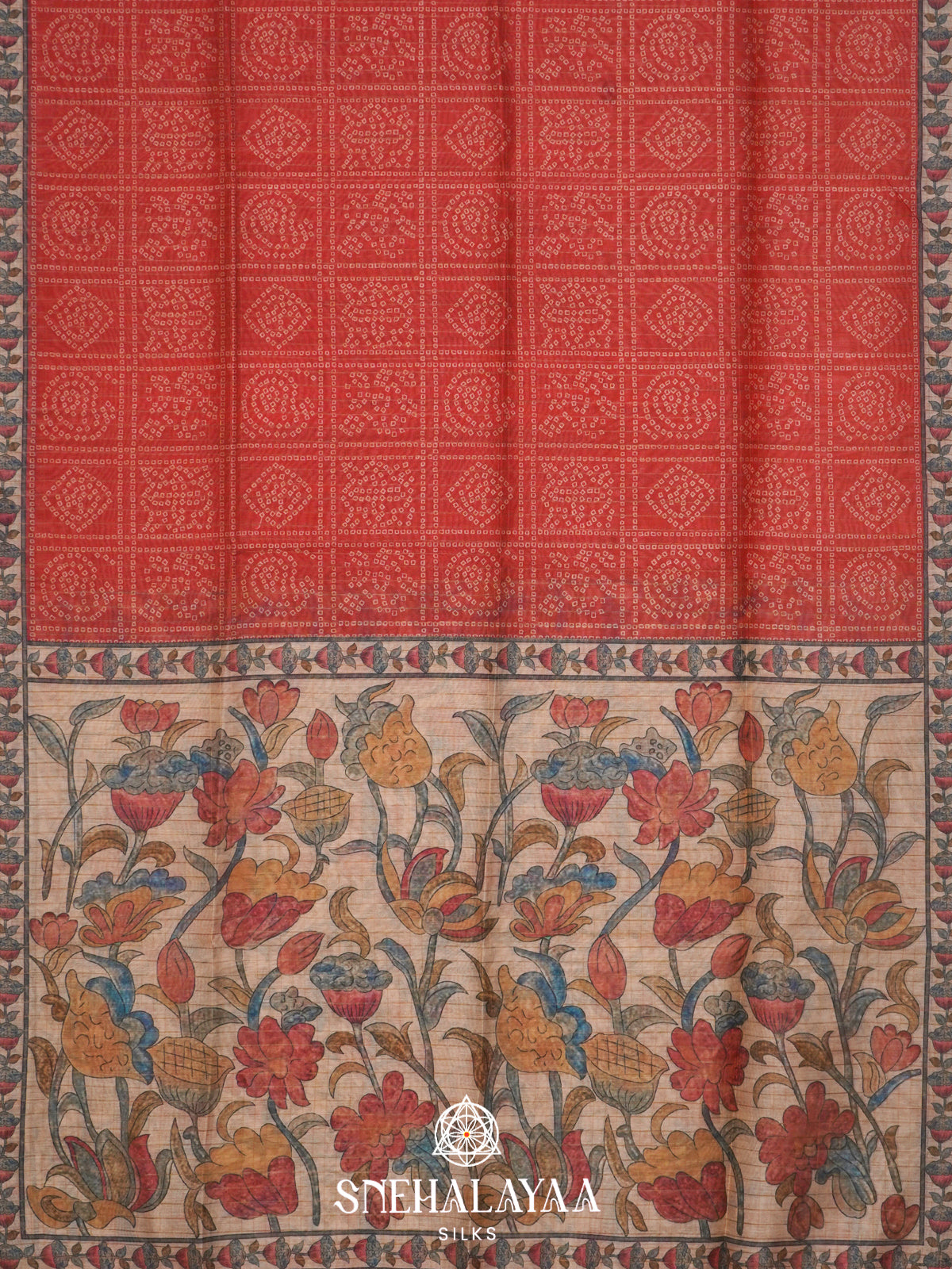 Red  Linen Saree