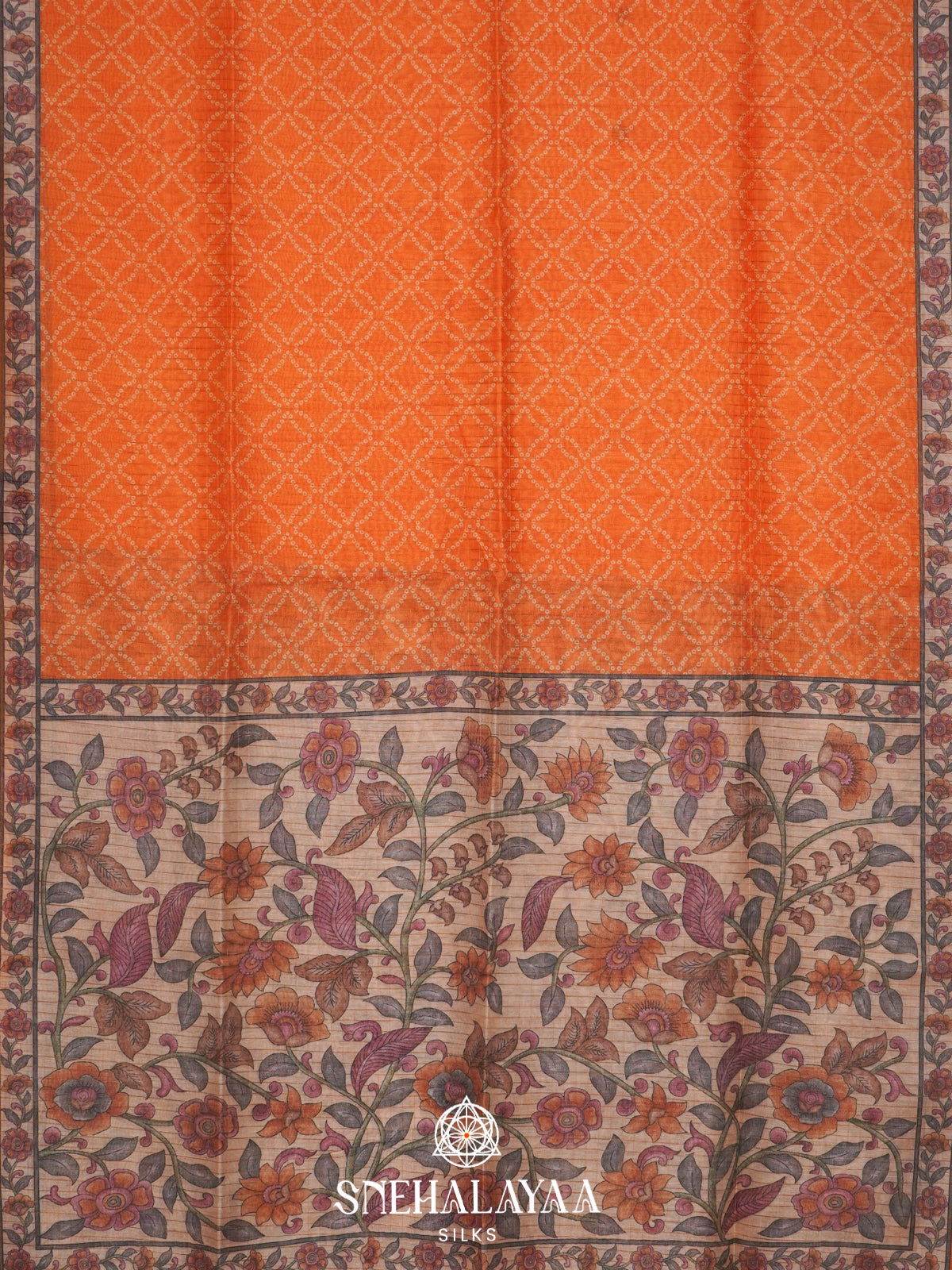 Orange  Linen Saree