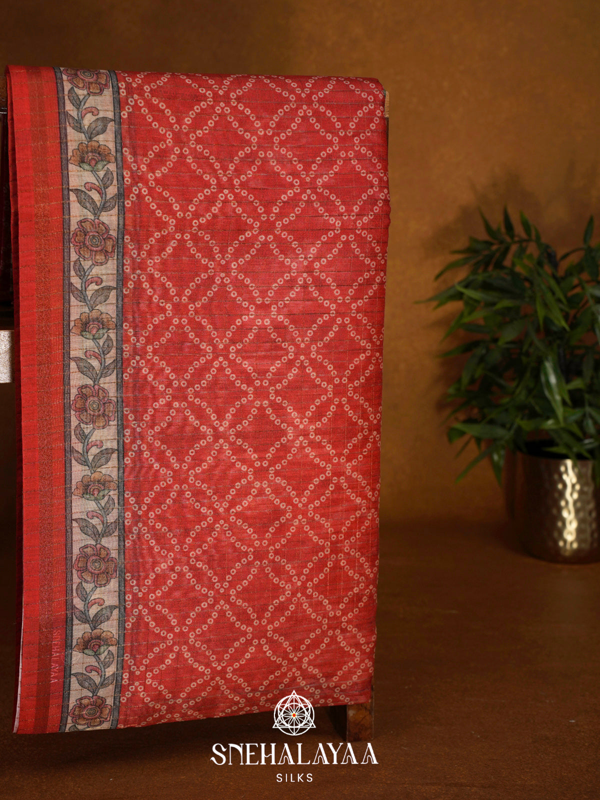 Red  Linen Saree