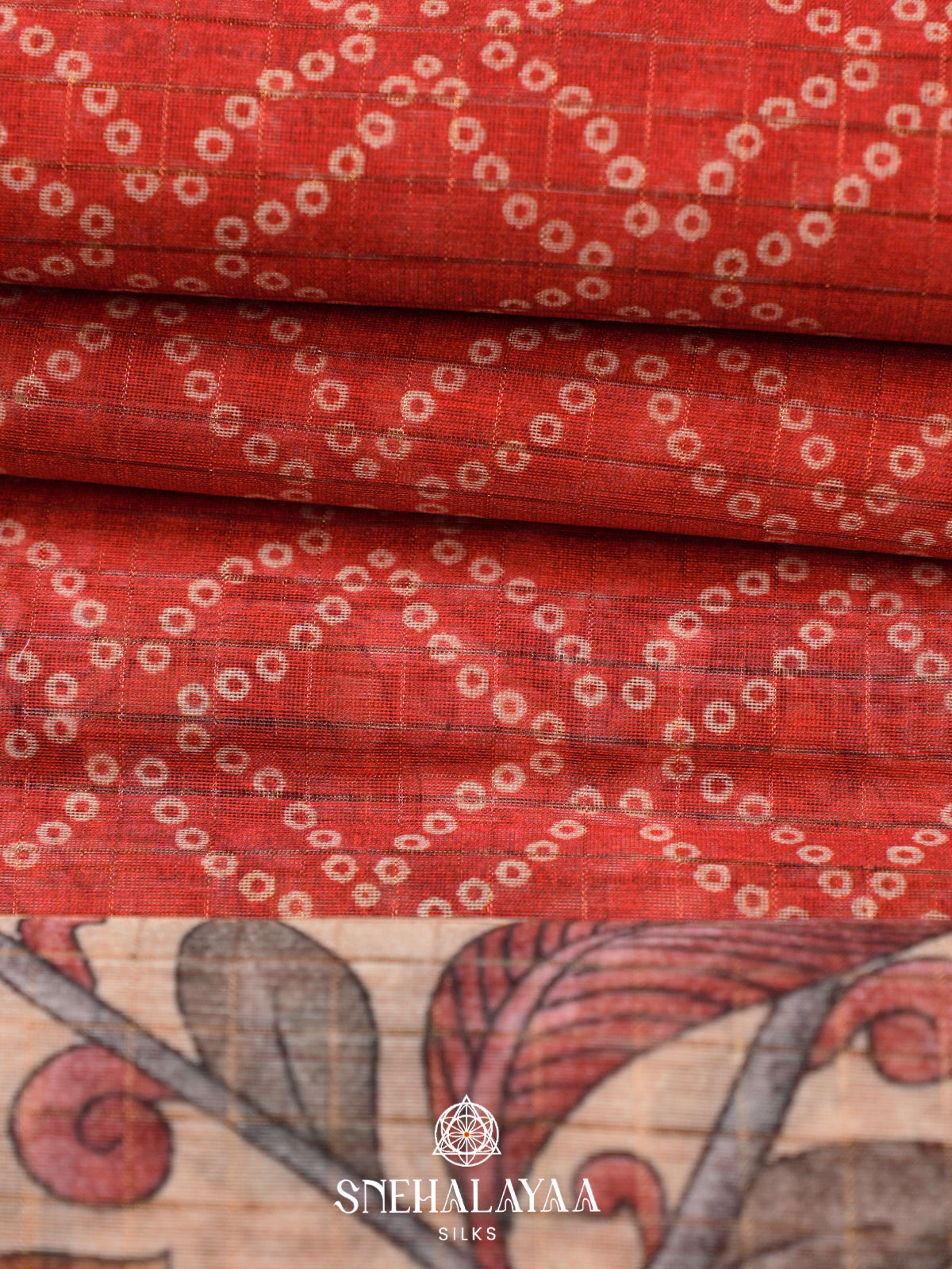 Red  Linen Saree