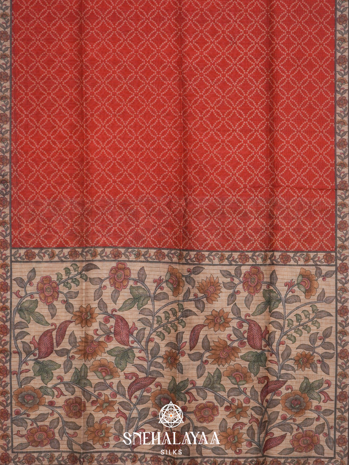 Red  Linen Saree