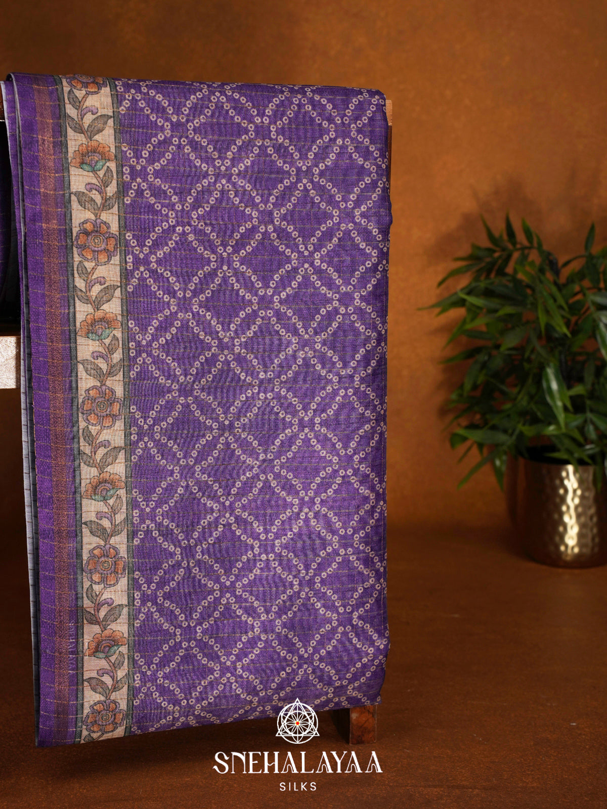 Purple  Linen Saree